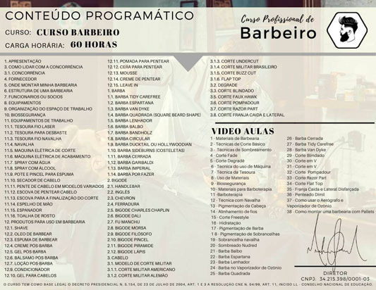 Certificado Curso Barbeiro Online - Verso